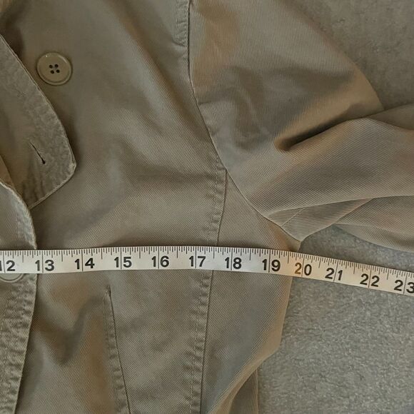 Banana Republic Khaki Trench Jacket Women Size 12 Cotton Double Breasted - Picture 12 of 15